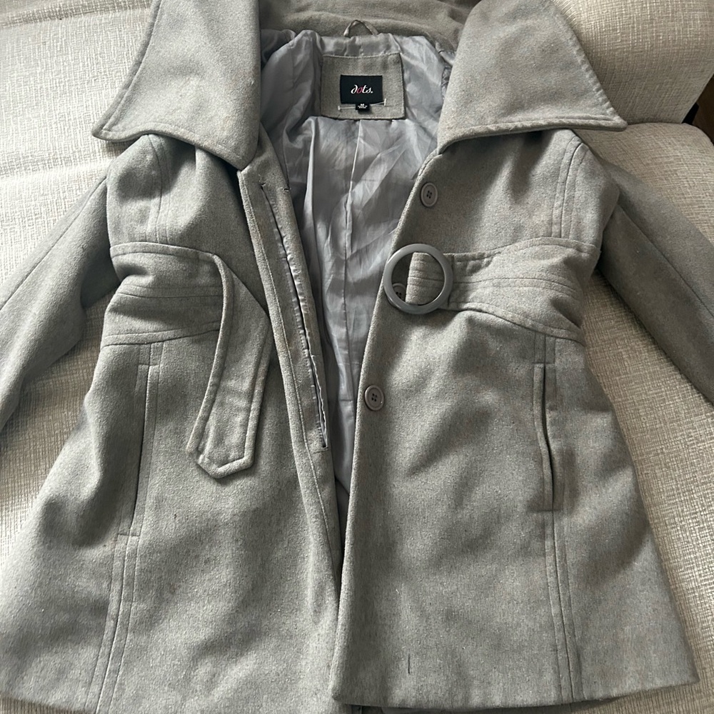 Dots Gray Trench Coat with Classic Design